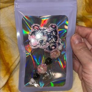 Zebra beaded badge reel